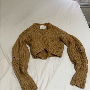 Anthropologie Camel Knit Shrug